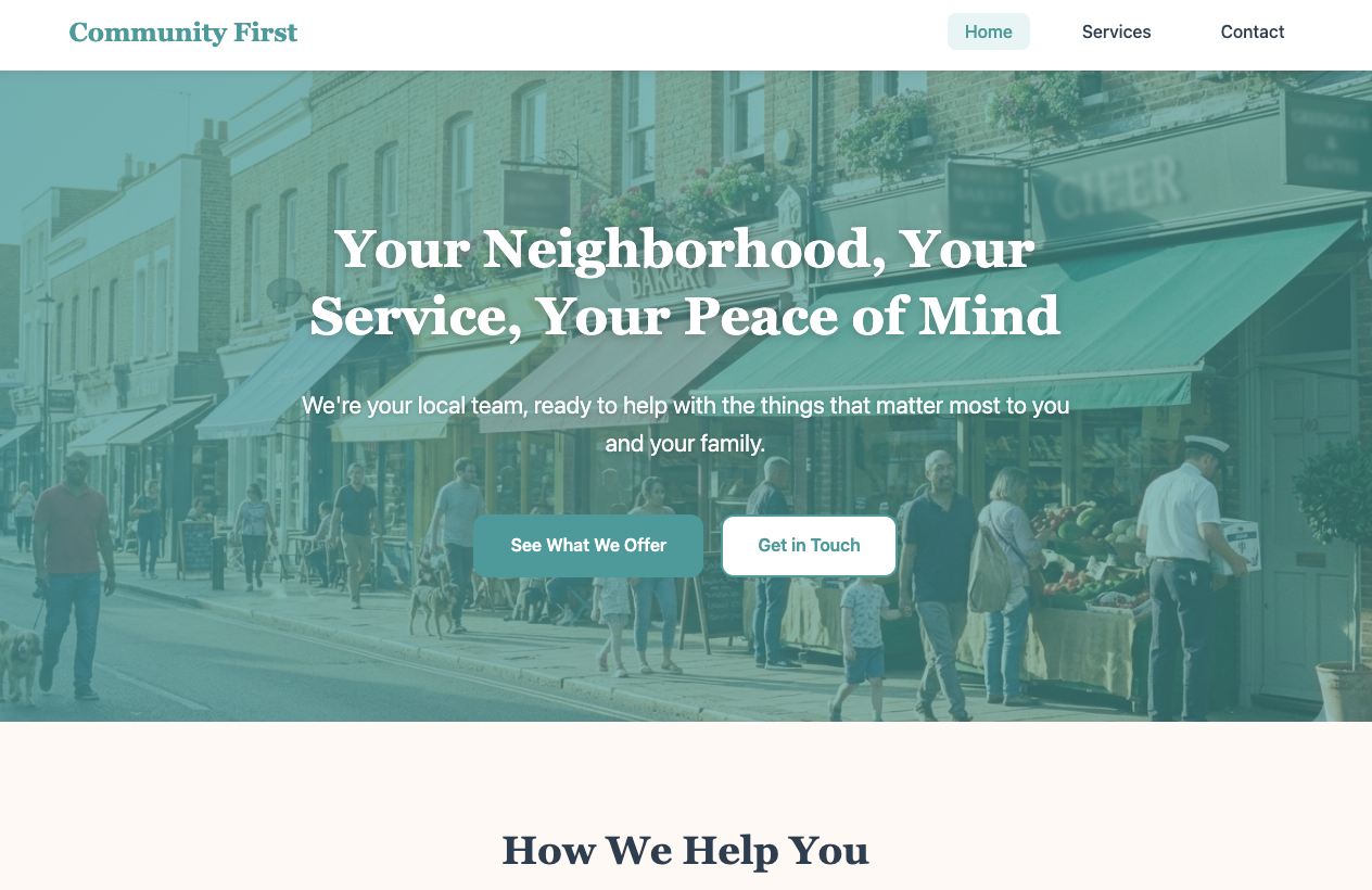 Community Local template full preview
